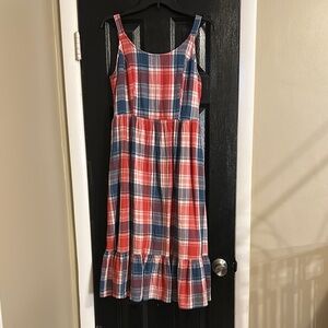 Plaid Sleeveless women’s Dress - Red and Blue